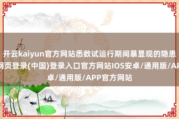 开云kaiyun官方网站悉数试运行期间暴显现的隐患问题-开云网页登录(中国)登录入口官方网站IOS安卓/通用版/APP官方网站